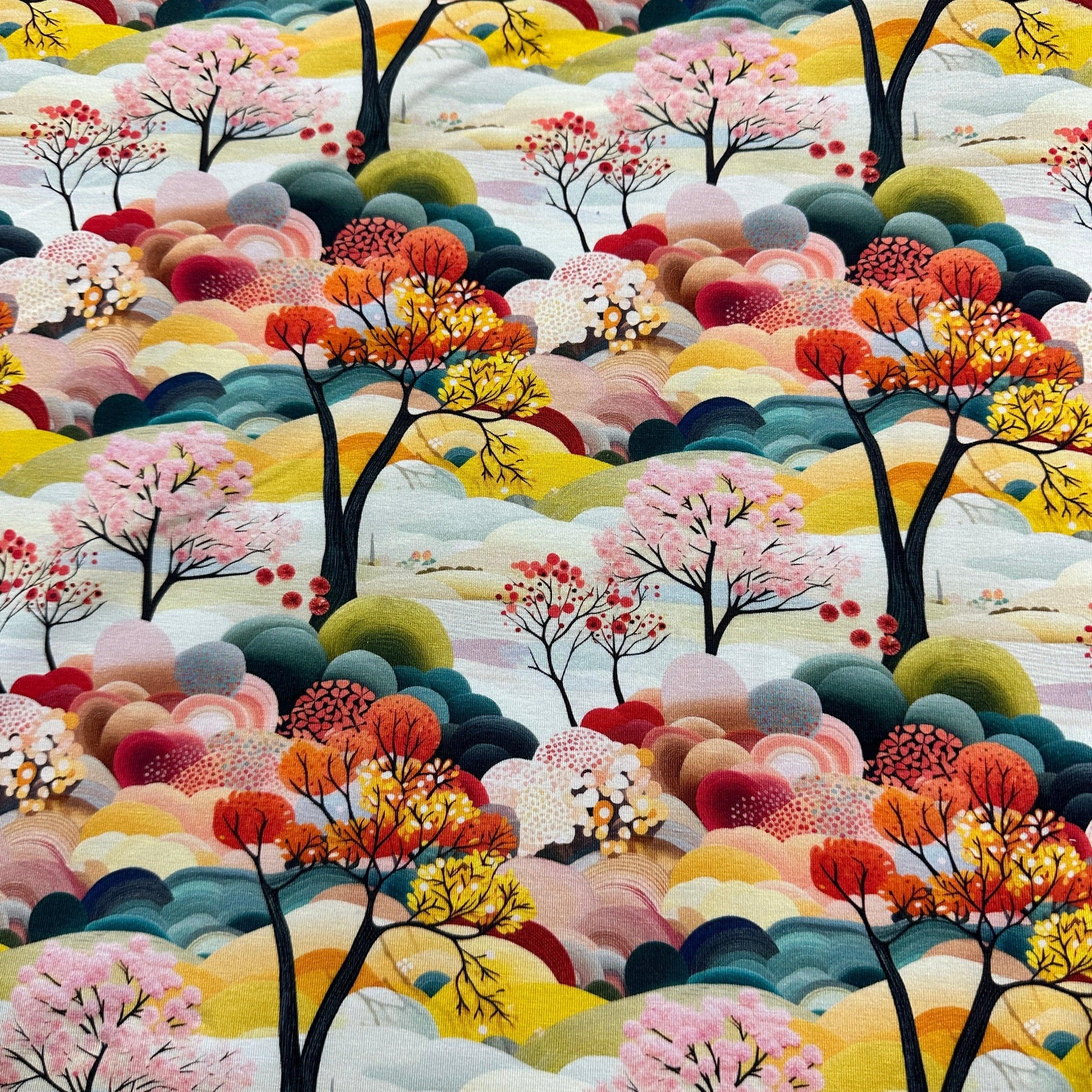 Colorful Natural Murals on Bamboo/Spandex Jersey Fabric - Nature's Fabrics