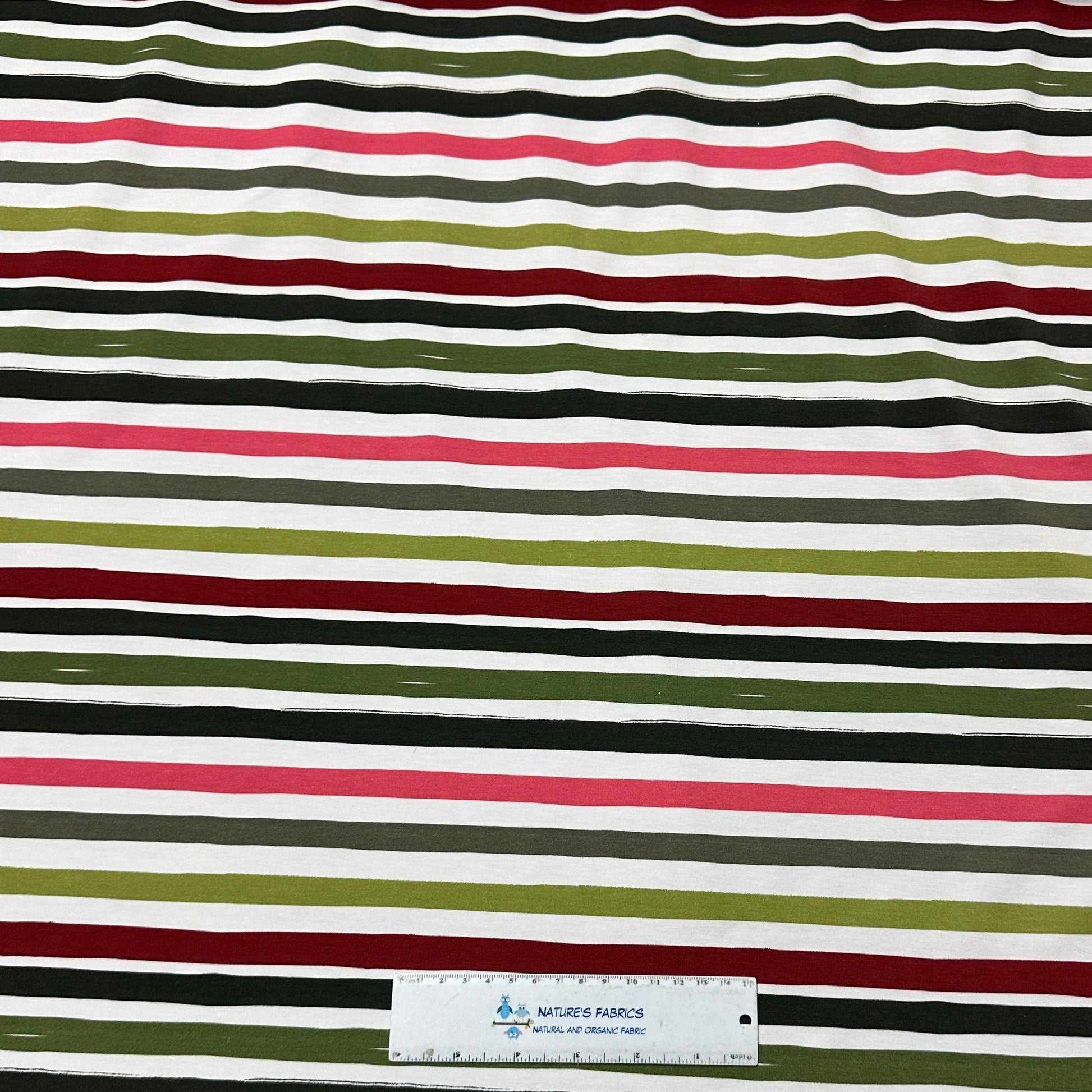 Colorful Stripes on Bamboo/Spandex Jersey Fabric - Nature's Fabrics