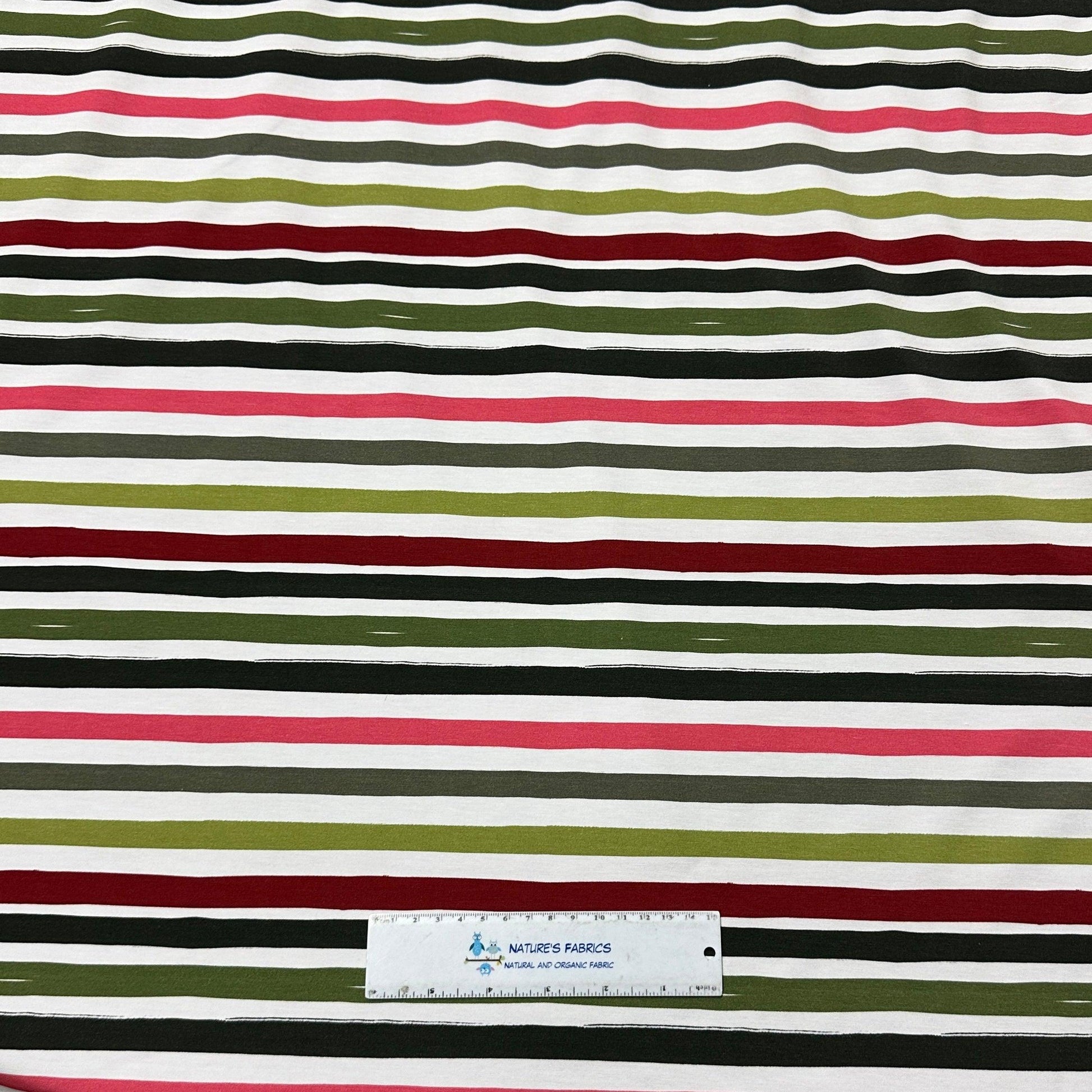 Colorful Stripes on Bamboo/Spandex Jersey Fabric - Nature's Fabrics