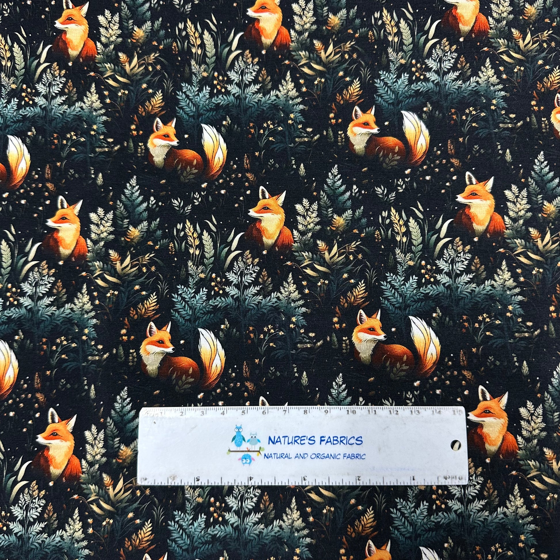 Cottage Foxes on Bamboo/Spandex Jersey Fabric - Nature's Fabrics