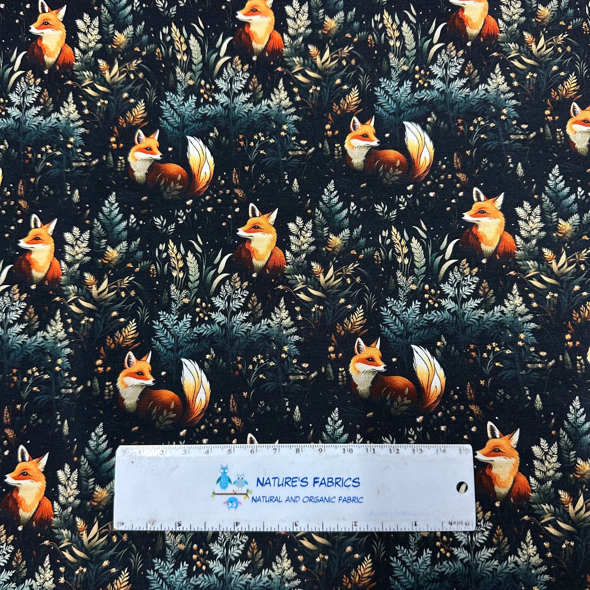 Cottage Foxes on Bamboo/Spandex Jersey Fabric - Nature's Fabrics