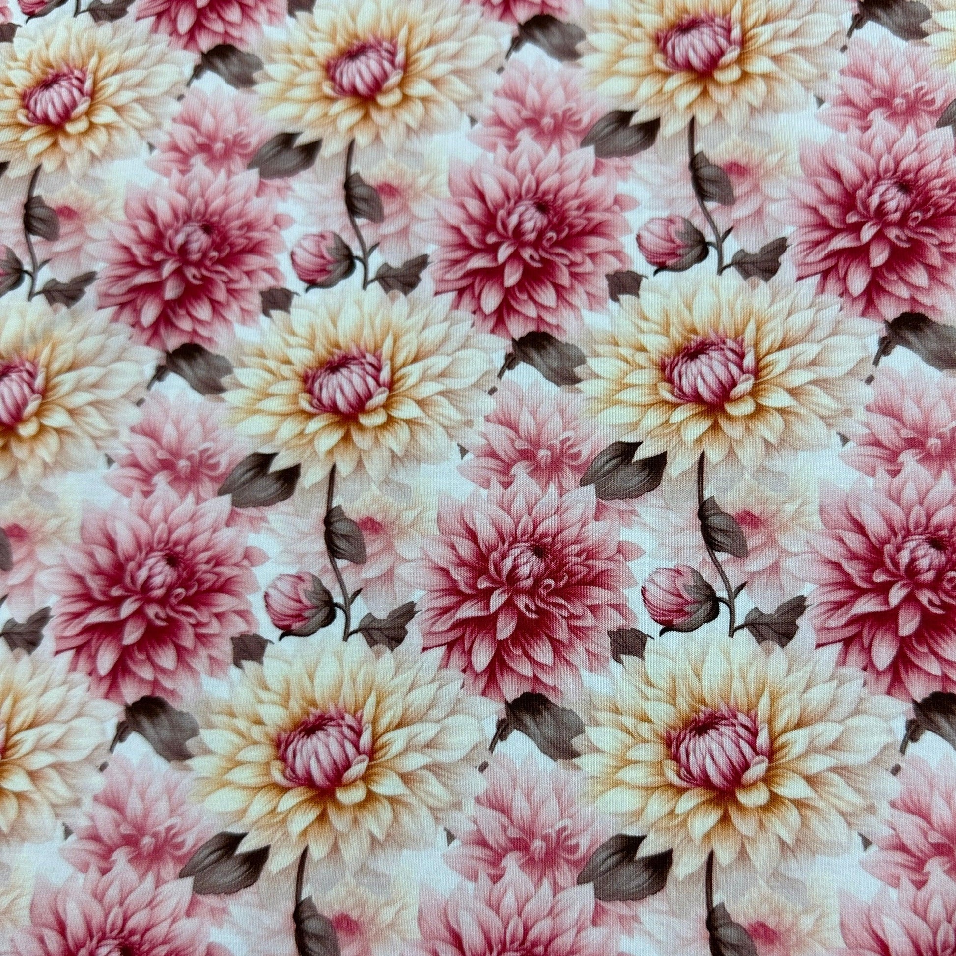 Dahlias Bamboo/Spandex Jersey Fabric - Nature's Fabrics