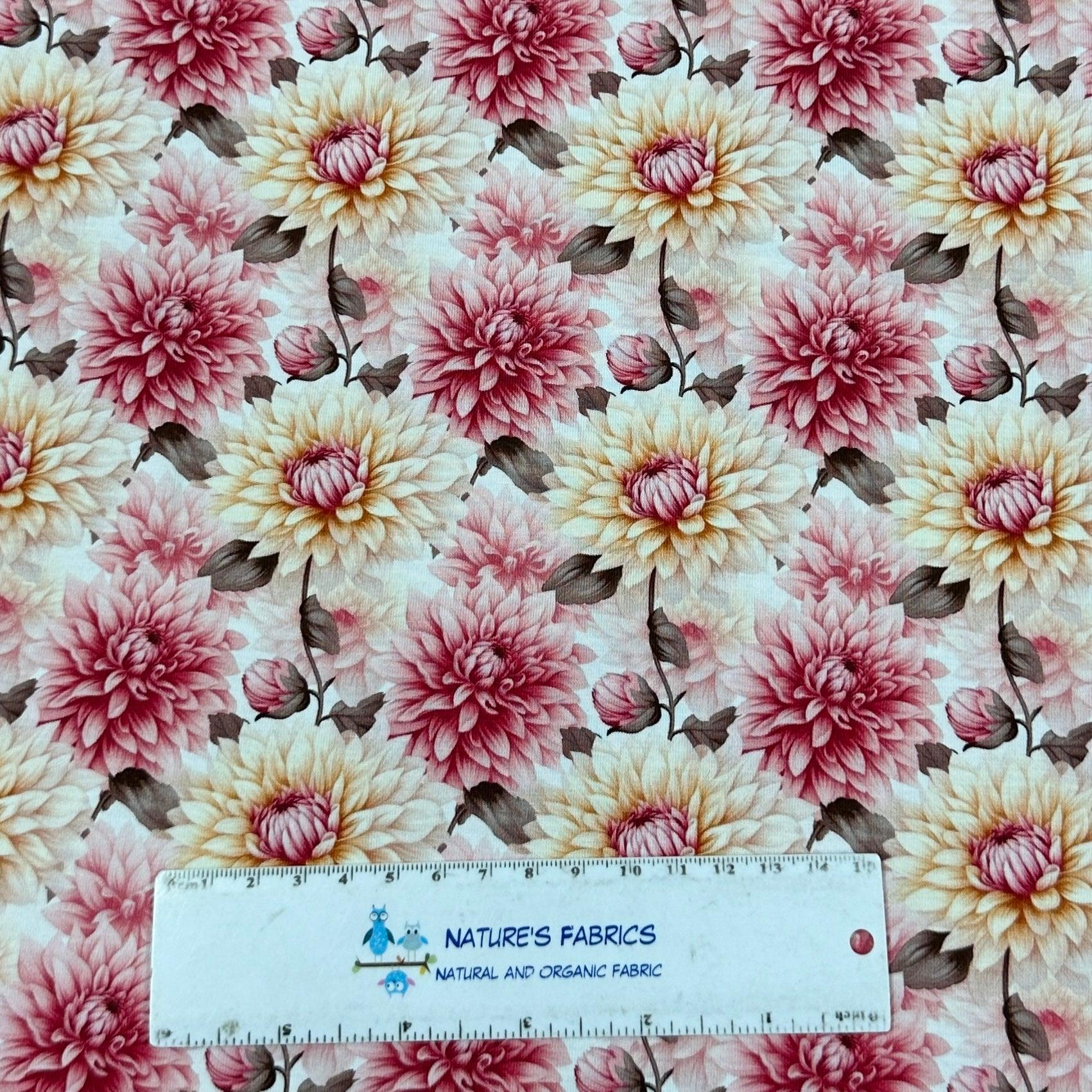 Dahlias Bamboo/Spandex Jersey Fabric - Nature's Fabrics