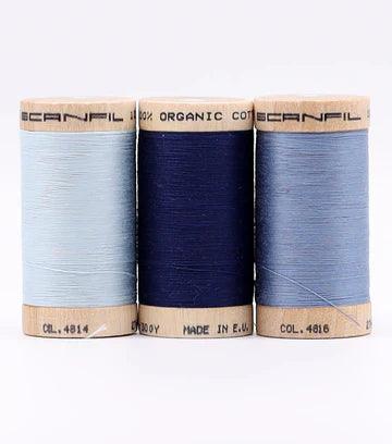 Denim Blues Organic Cotton 30WT 3 Spool Set - Nature's Fabrics