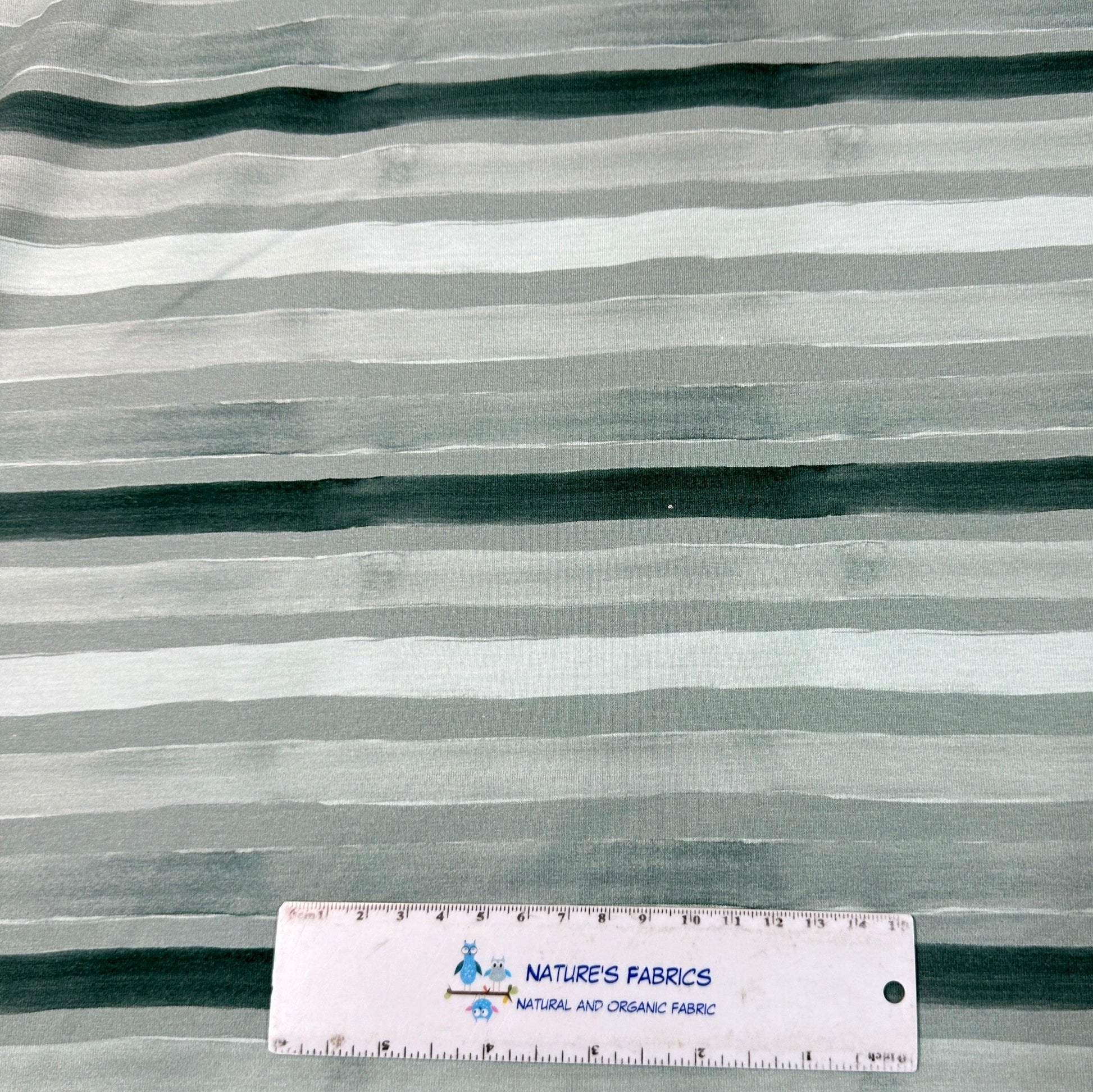 Distressed Mint Stripes on Bamboo/Spandex Jersey Fabric - Nature's Fabrics