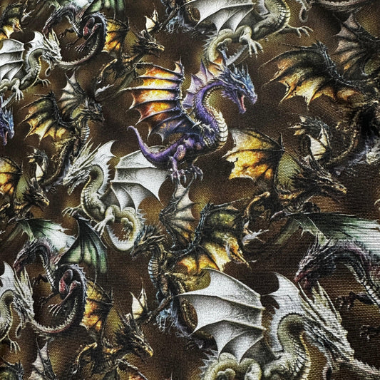 Dragon Toss on Double Brushed Polyester Jersey Fabric - Nature's Fabrics