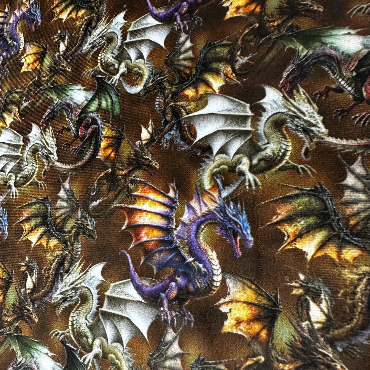 Dragon Toss on Polyester Velour Fabric - Nature's Fabrics