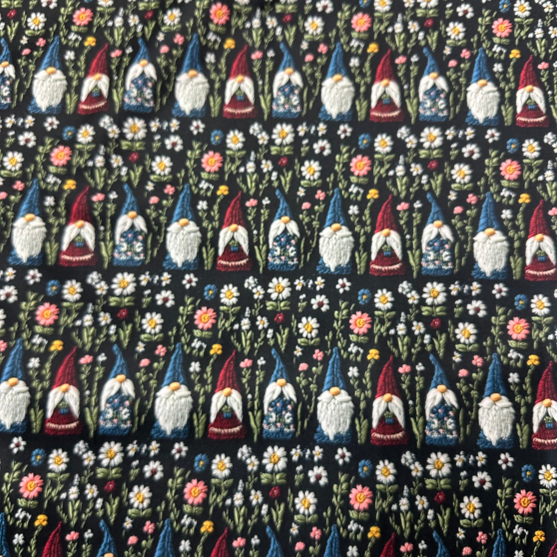 Embroidered Gnomes 1 mil PUL Fabric - Made in the USA - Nature's Fabrics