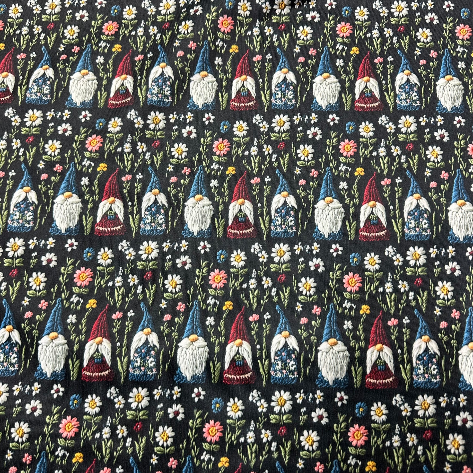 Embroidered Gnomes 1 mil PUL Fabric - Made in the USA - Nature's Fabrics