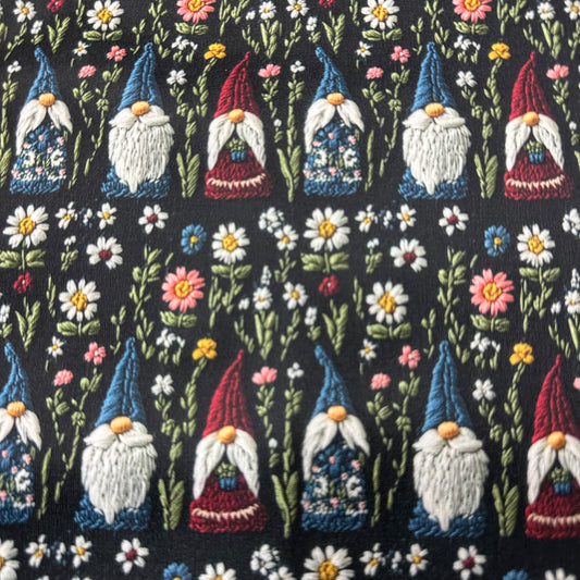 Embroidered Gnomes 1 mil PUL Fabric - Made in the USA - Nature's Fabrics