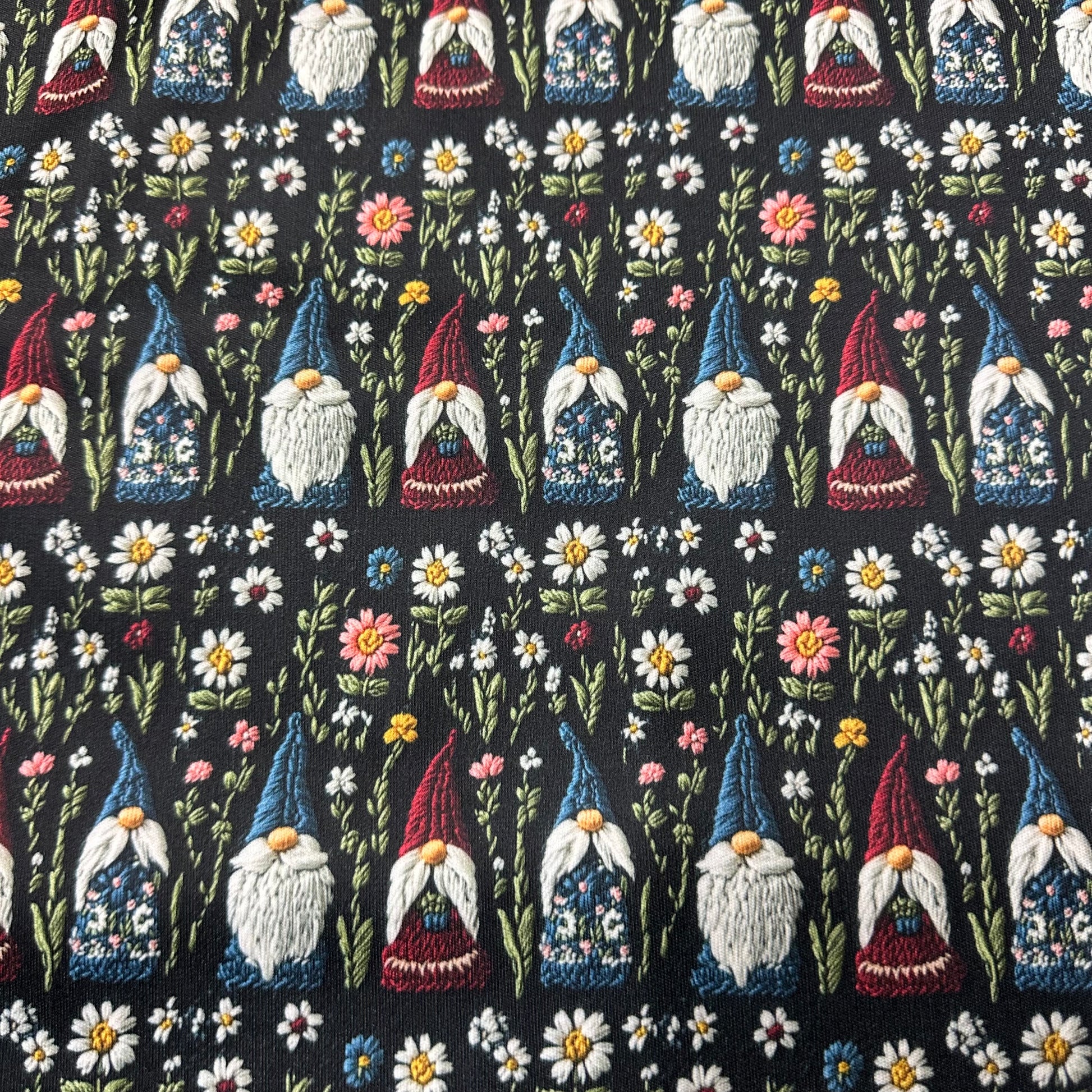 Embroidered Gnomes 1 mil PUL Fabric - Made in the USA - Nature's Fabrics
