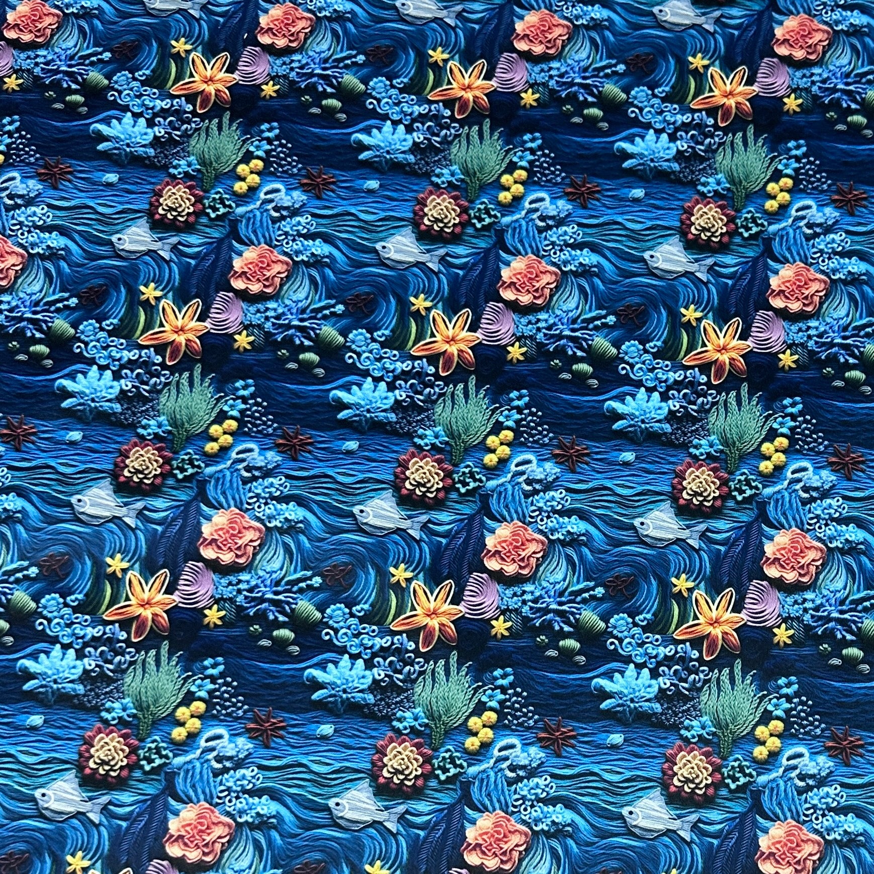 Embroidered Sea Life 1 mil PUL Fabric - Made in the USA - Nature's Fabrics