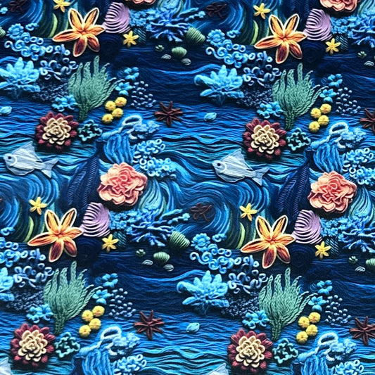 Embroidered Sea Life 1 mil PUL Fabric - Made in the USA - Nature's Fabrics