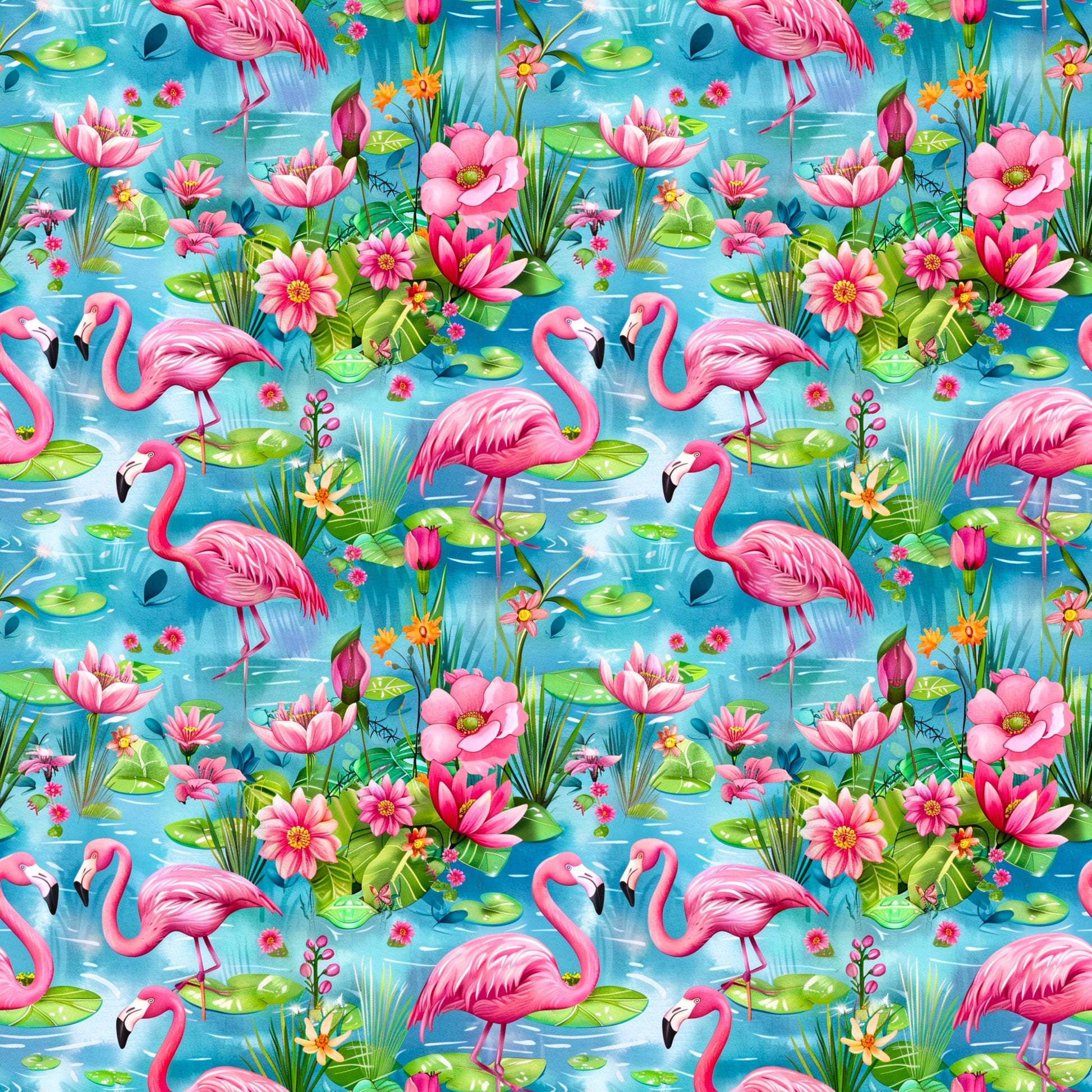 Flamingos on Double Gauze Muslin Fabric - Nature's Fabrics