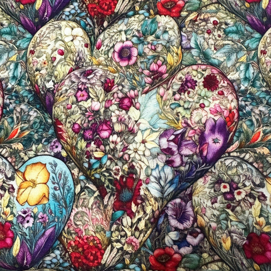Floral Heart Tapestry on Bamboo/Spandex Jersey Fabric - Nature's Fabrics