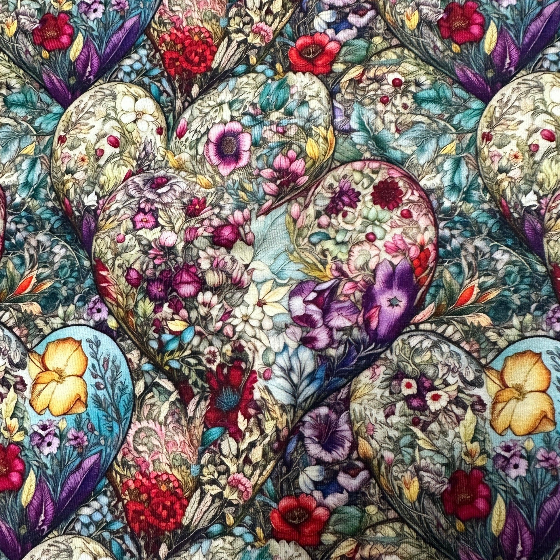 Floral Heart Tapestry on Bamboo/Spandex Jersey Fabric - Nature's Fabrics