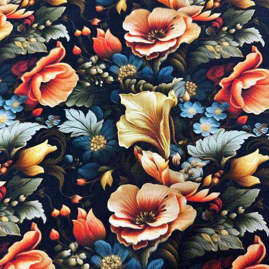 Floral Illustrations on Bamboo/Spandex Jersey Fabric - Nature's Fabrics