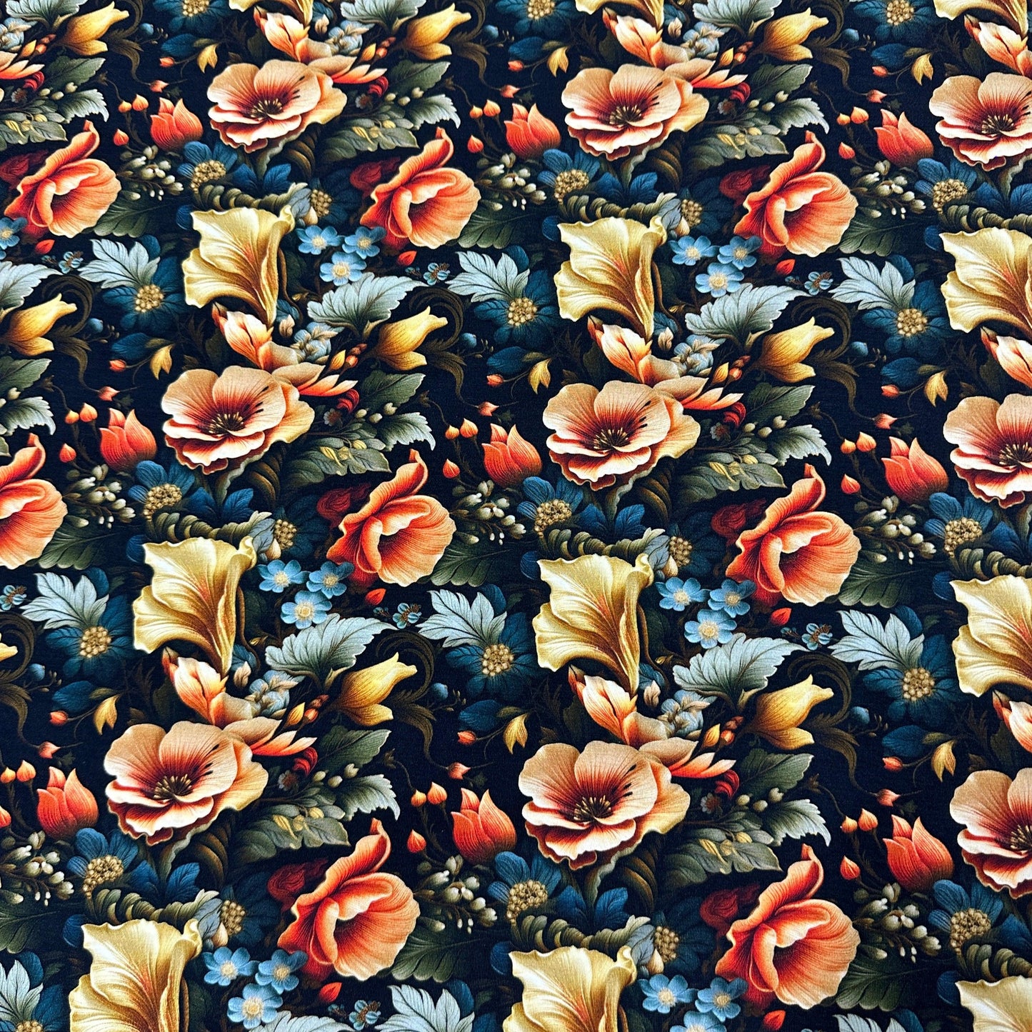 Floral Illustrations on Bamboo/Spandex Jersey Fabric - Nature's Fabrics