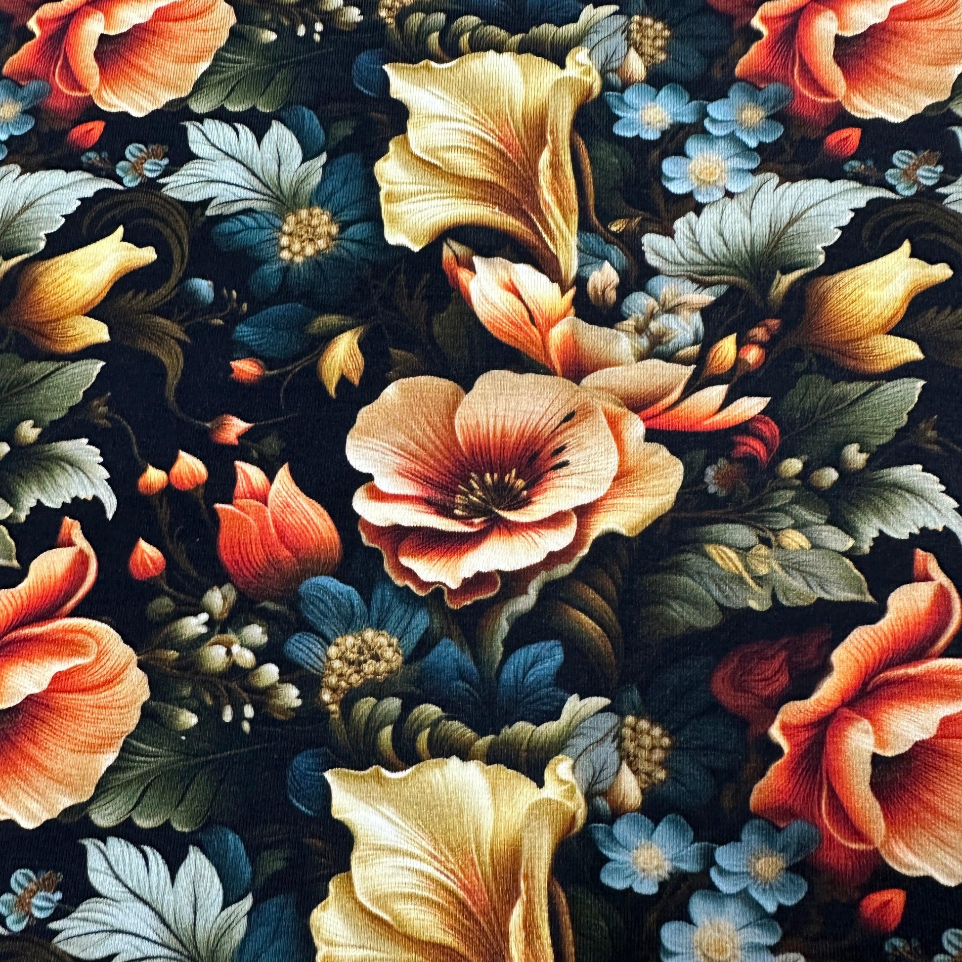 Floral Illustrations on Bamboo/Spandex Jersey Fabric - Nature's Fabrics