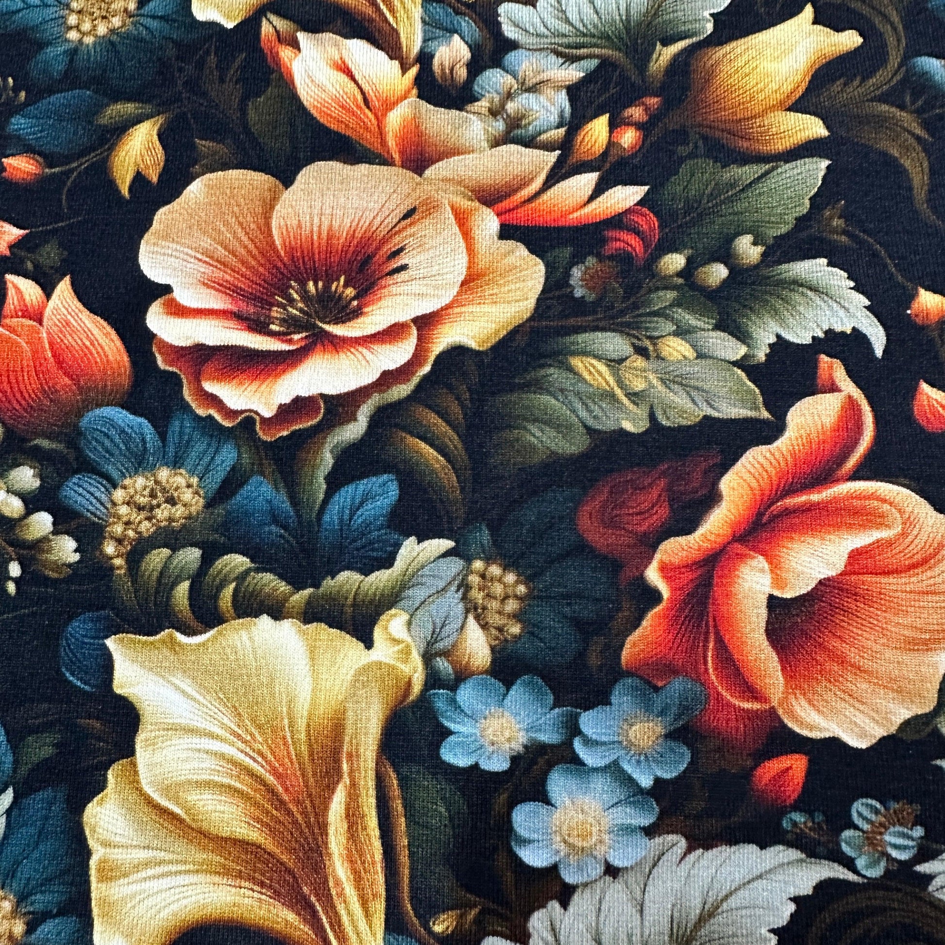 Floral Illustrations on Bamboo/Spandex Jersey Fabric - Nature's Fabrics