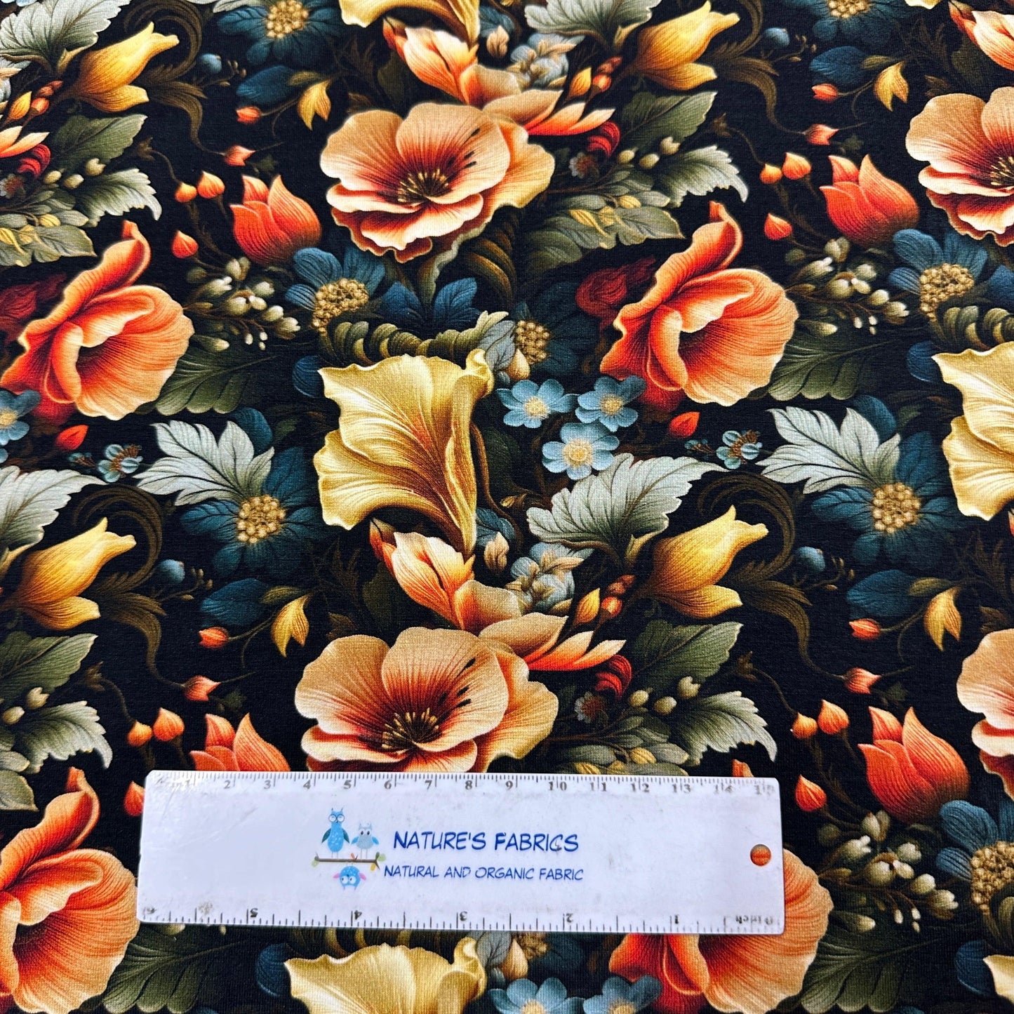 Floral Illustrations on Bamboo/Spandex Jersey Fabric - Nature's Fabrics