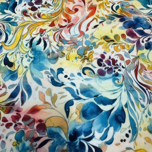 Floral Swirl Art 1 mil PUL Fabric - Made in the USA - Nature's Fabrics