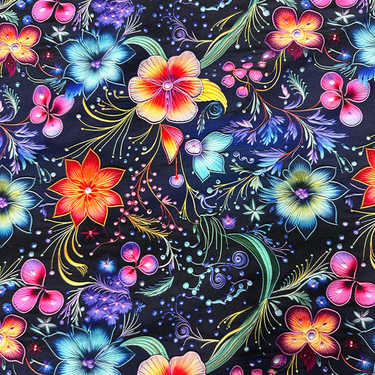 Floral Wisp on Bamboo/Spandex Jersey Fabric - Nature's Fabrics
