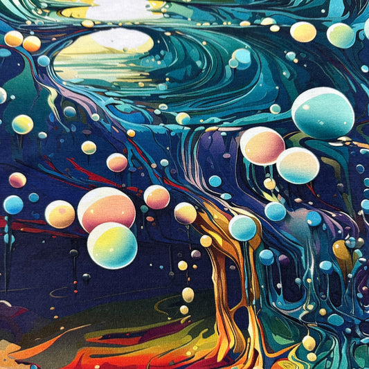 Fluid Landscape on Bamboo/Spandex Jersey Fabric - Nature's Fabrics