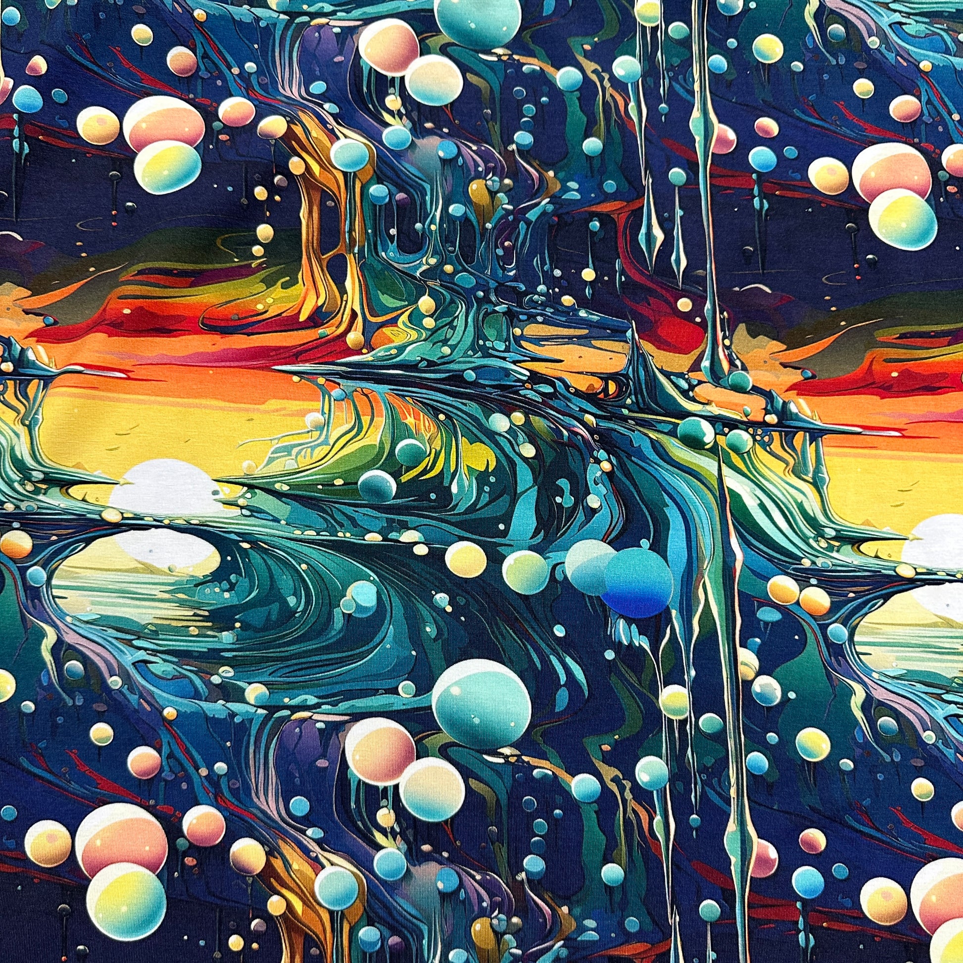 Fluid Landscape on Bamboo/Spandex Jersey Fabric - Nature's Fabrics