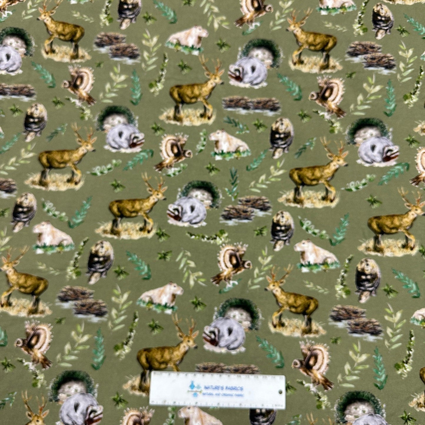 Forest Creatures on Cotton/Spandex Jersey Fabric - Nature's Fabrics