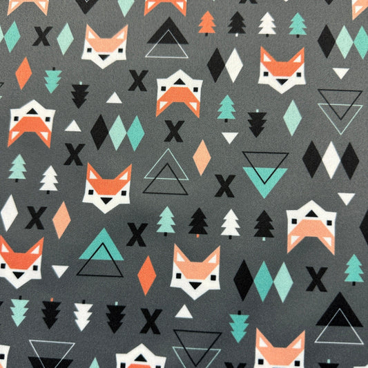 Foxes and Triangles 1 mil PUL Fabric - Made in the USA - Nature's Fabrics