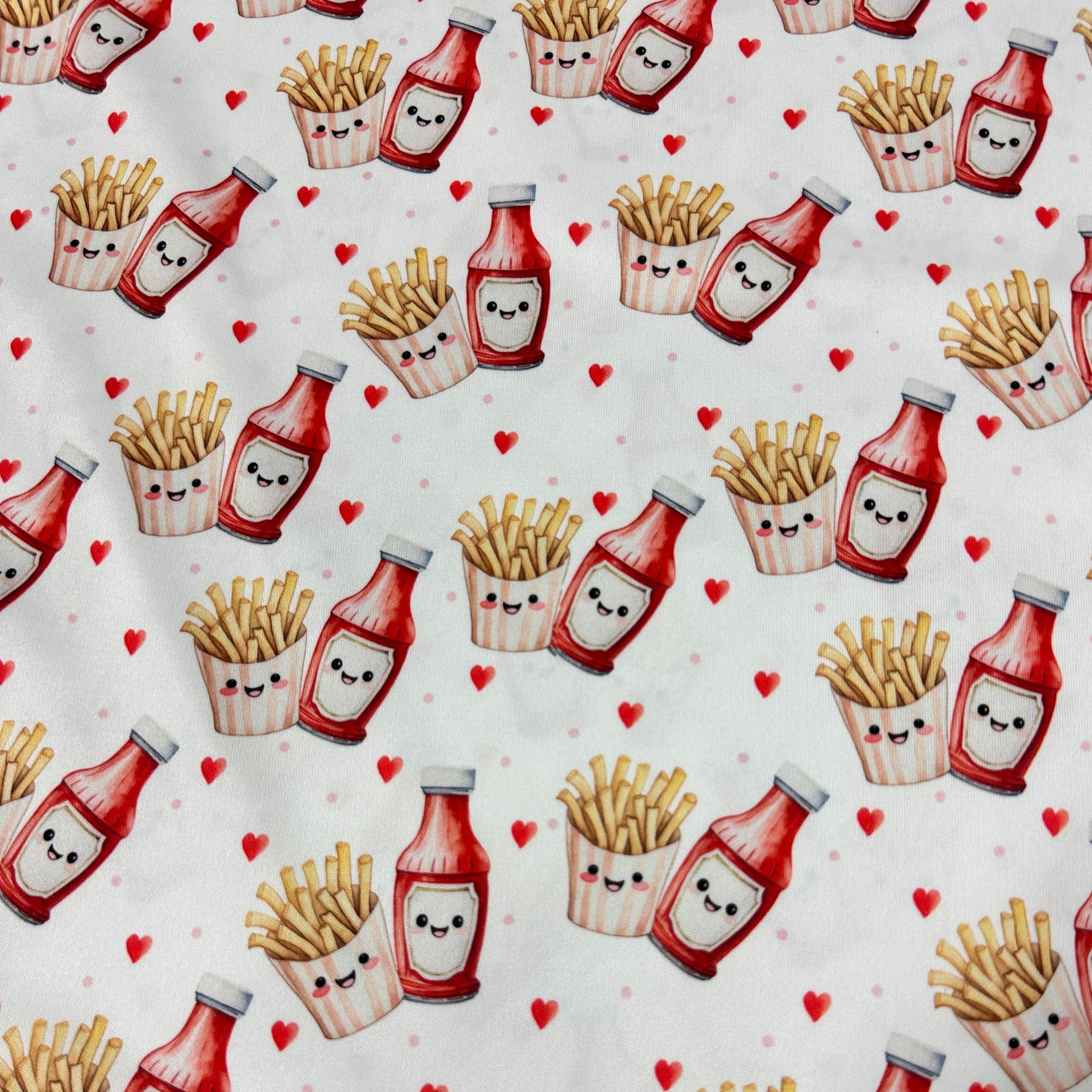 Fries and Ketchup in Love 1 mil PUL Fabric - Made in the USA - Nature's Fabrics