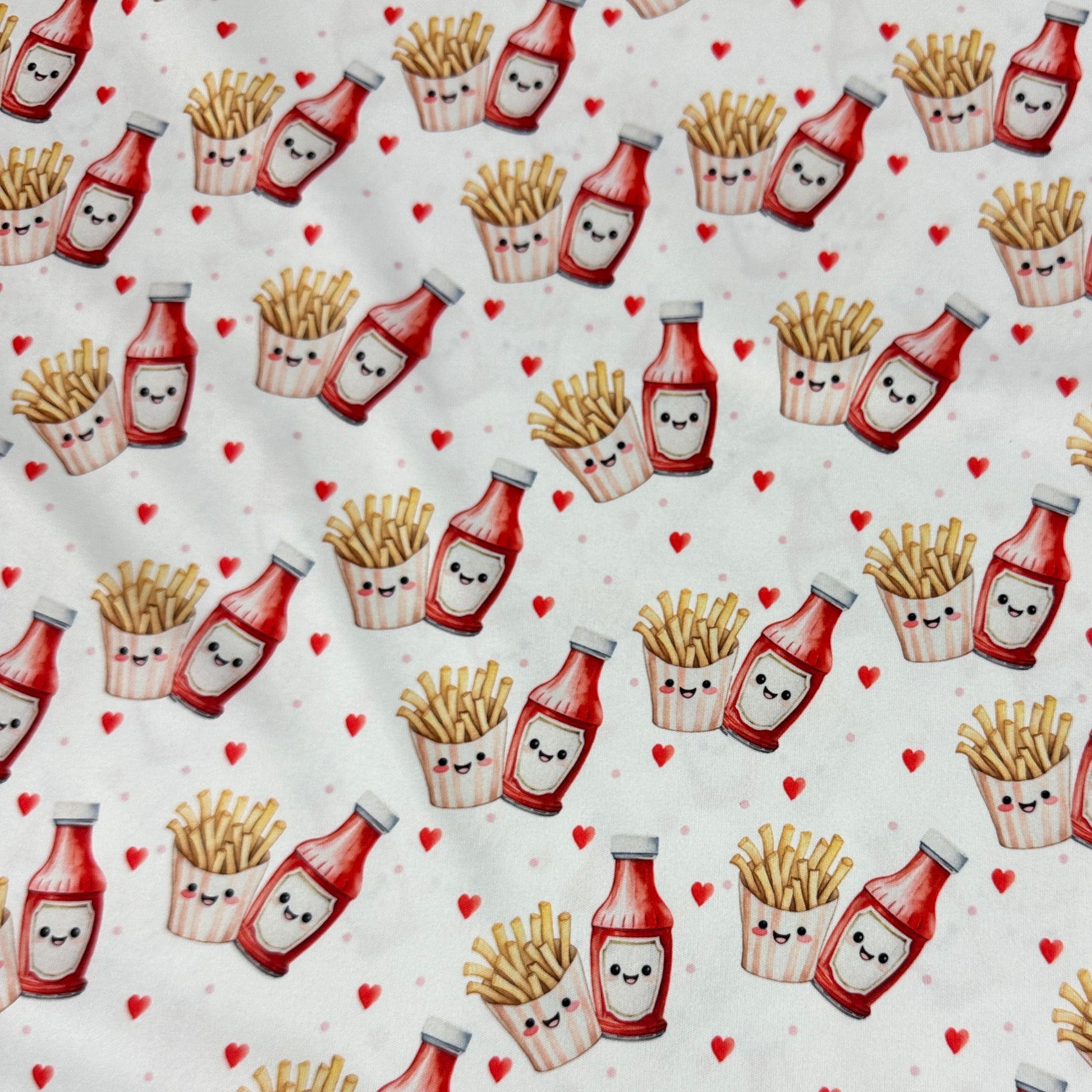 Fries and Ketchup in Love 1 mil PUL Fabric - Made in the USA - Nature's Fabrics