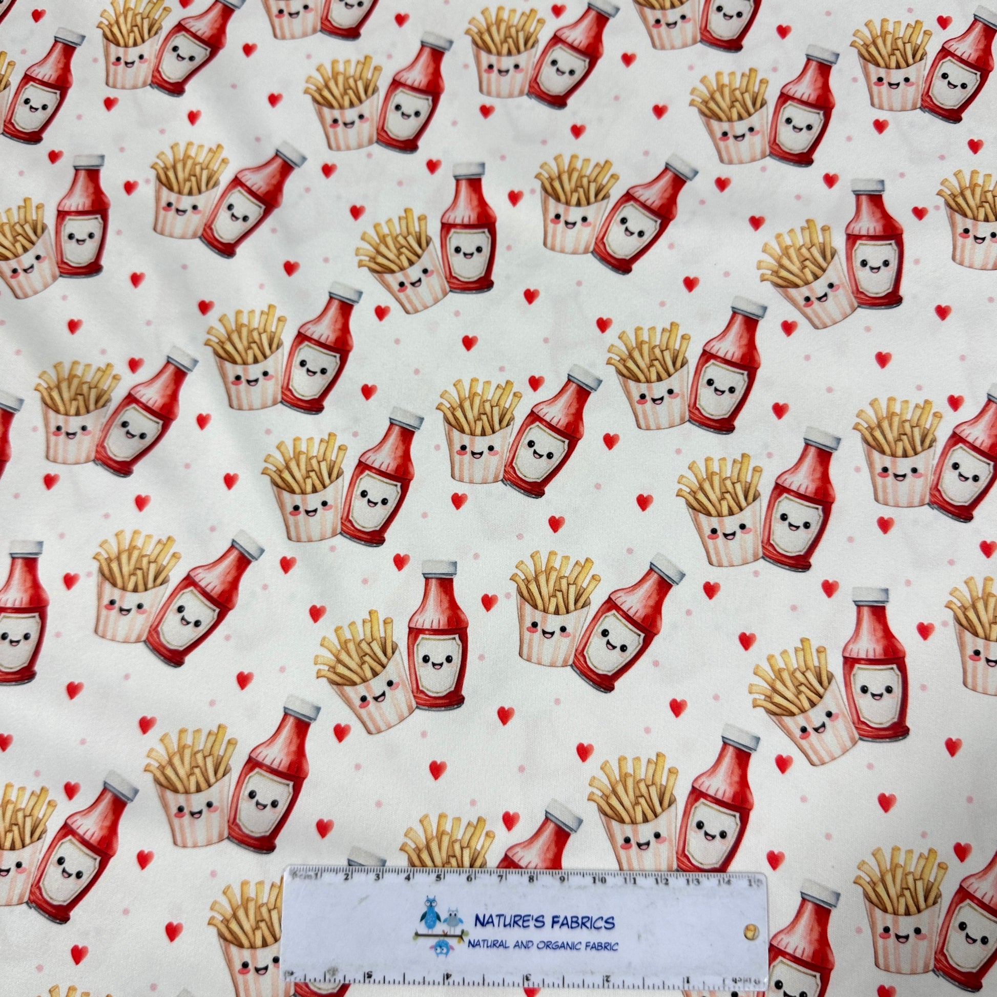 Fries and Ketchup in Love 1 mil PUL Fabric - Made in the USA - Nature's Fabrics