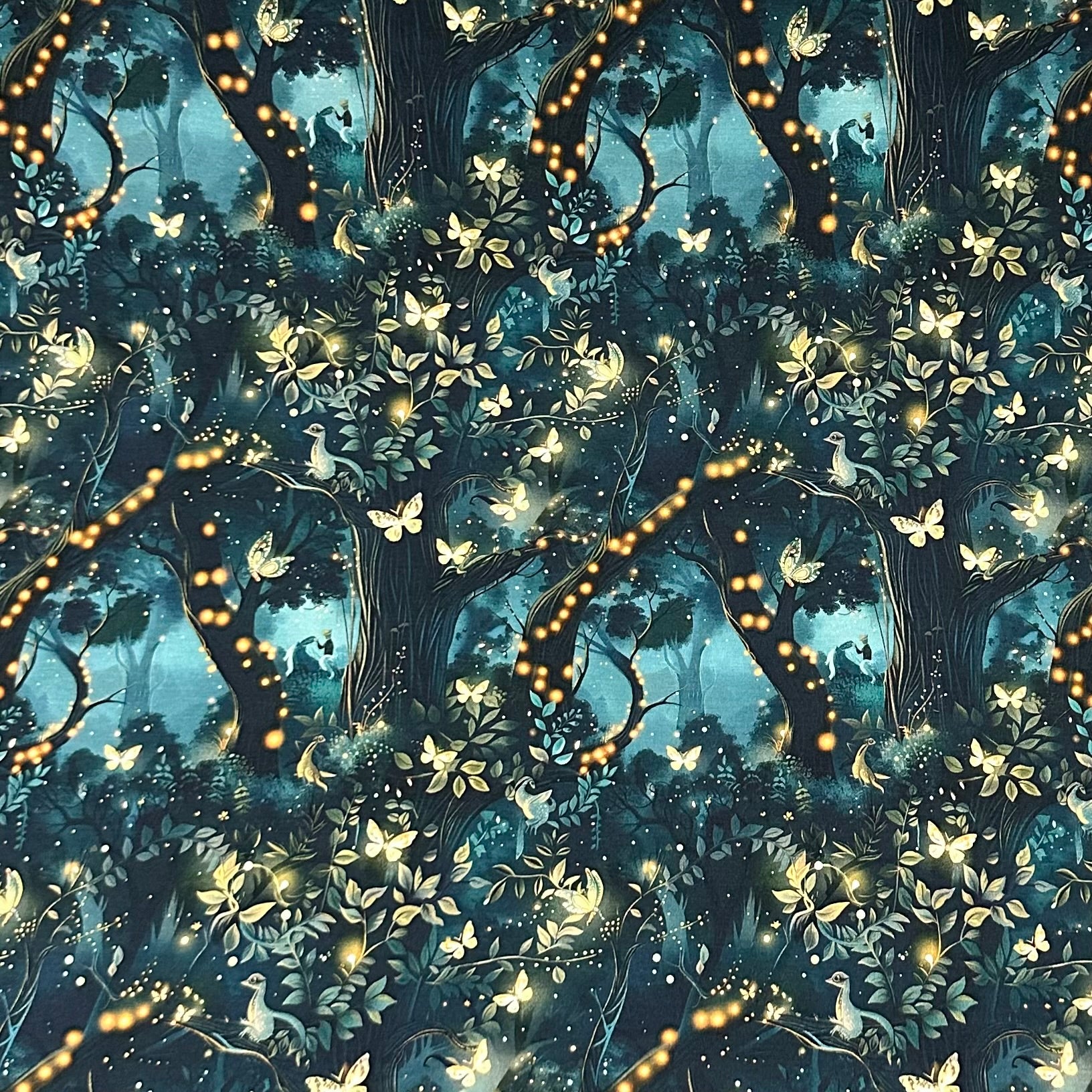 Glowing Mythical Forest on Bamboo/Spandex Jersey Fabric - Nature's Fabrics