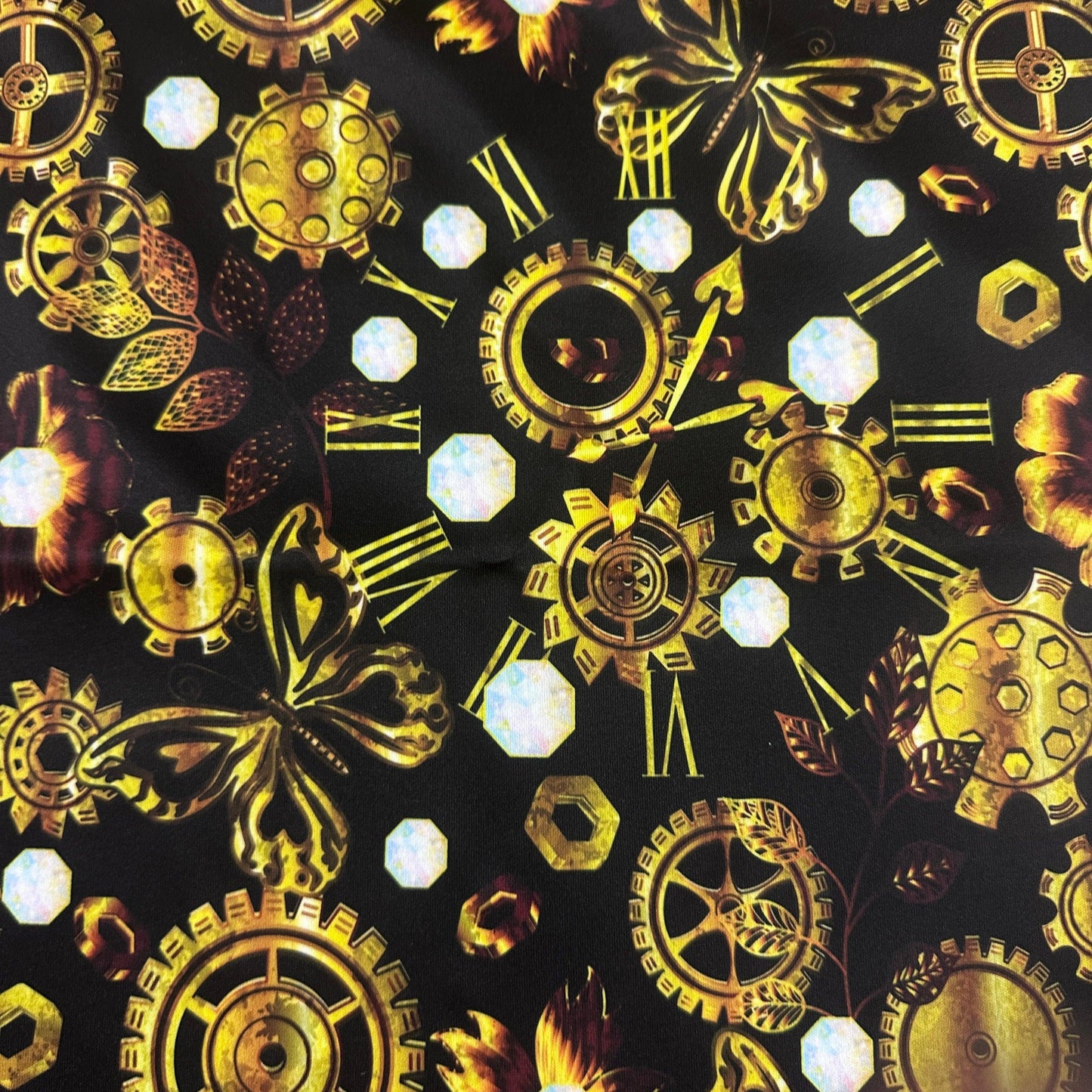 Gold Clocks 1 mil PUL Fabric - Made in the USA - Nature's Fabrics