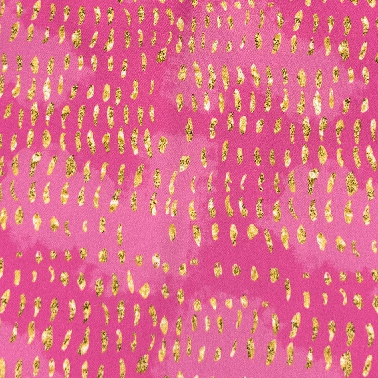 Gold Sparkle on Pink 1 mil PUL Fabric - Made in the USA - Nature's Fabrics