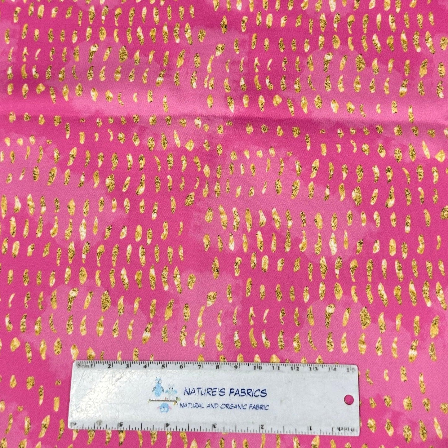 Gold Sparkle on Pink 1 mil PUL Fabric - Made in the USA - Nature's Fabrics