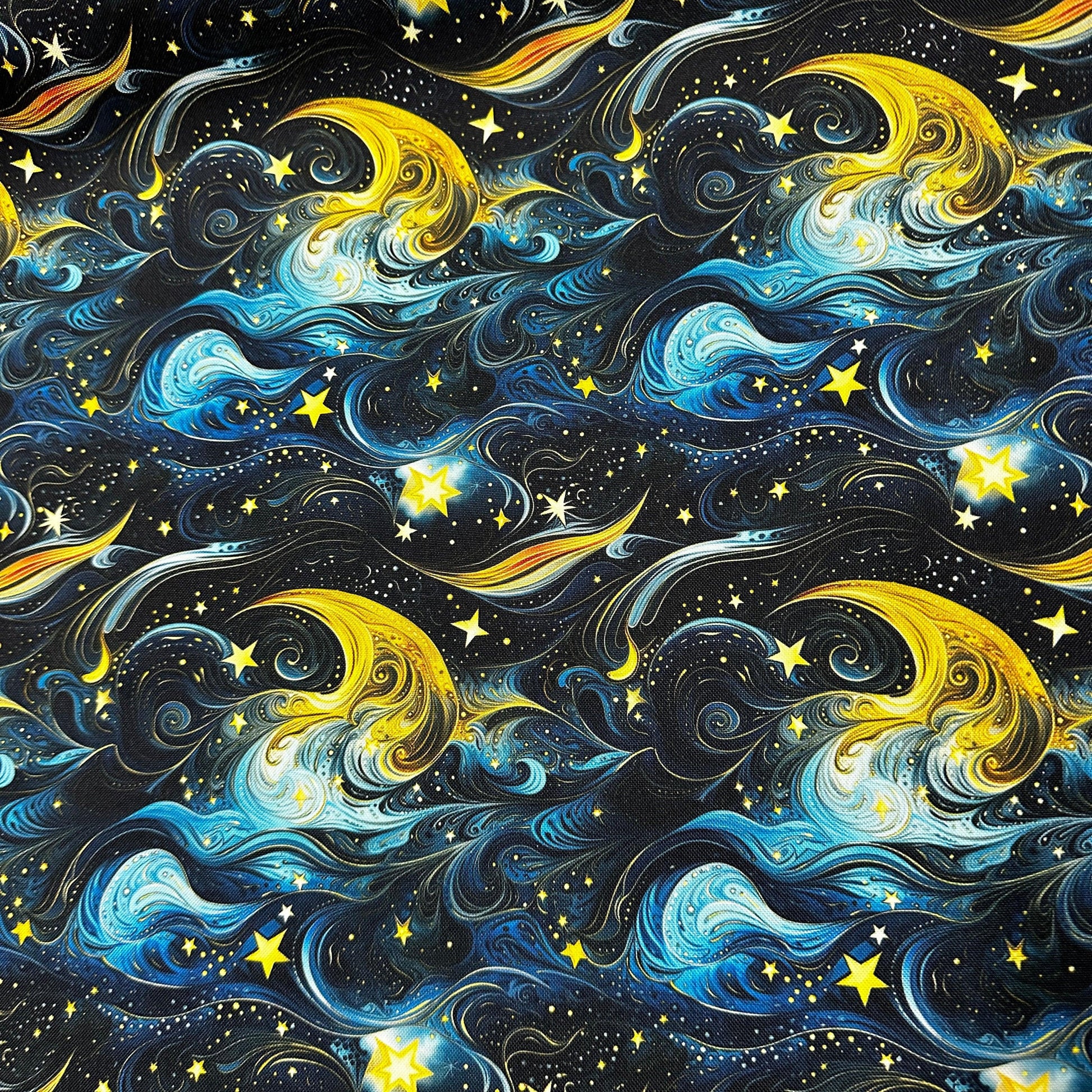 Golden Starry Sky on Canvas Fabric - Waterproof - Nature's Fabrics