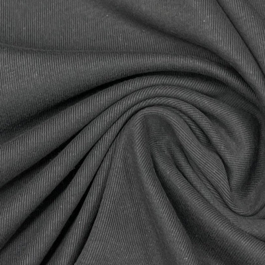 Graphite Organic Cotton Medium Rib Knit Fabric - Grown in the USA - Nature's Fabrics