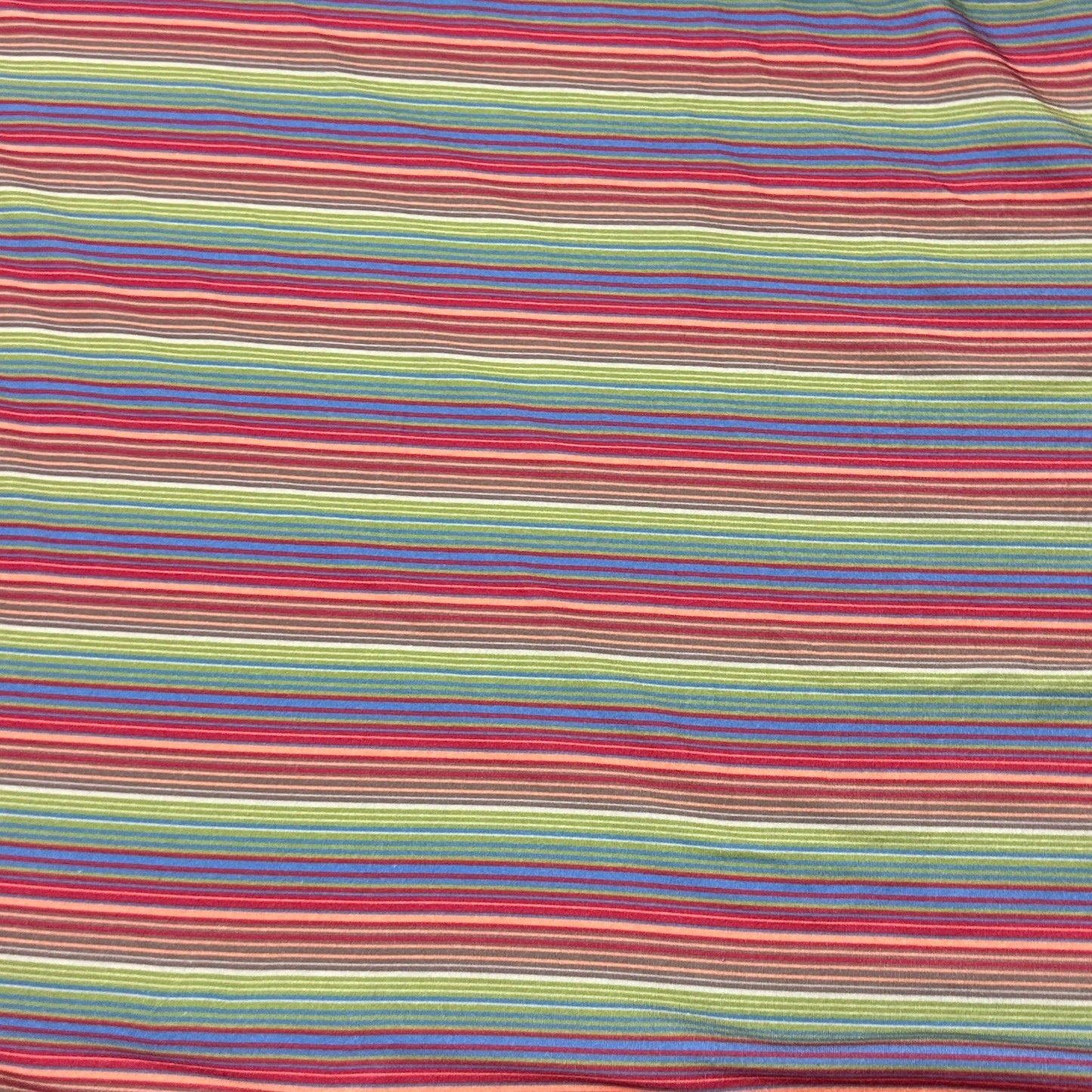 Green and Rust Stripes on Polyester/Spandex Jersey Fabric - Nature's Fabrics
