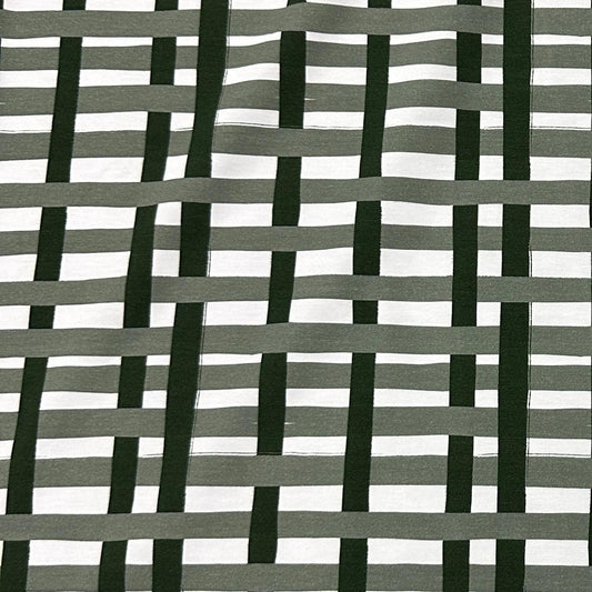 Green and White Plaid on Bamboo/Spandex Jersey Fabric - Nature's Fabrics