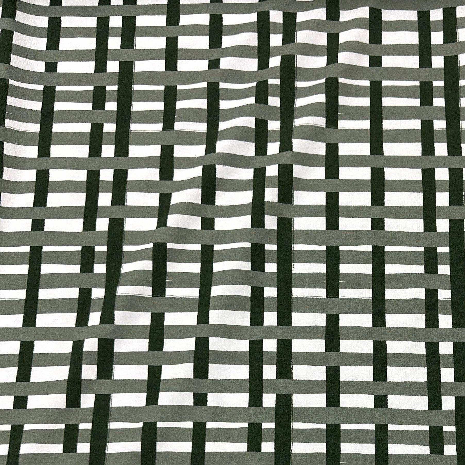 Green and White Plaid on Bamboo/Spandex Jersey Fabric - Nature's Fabrics