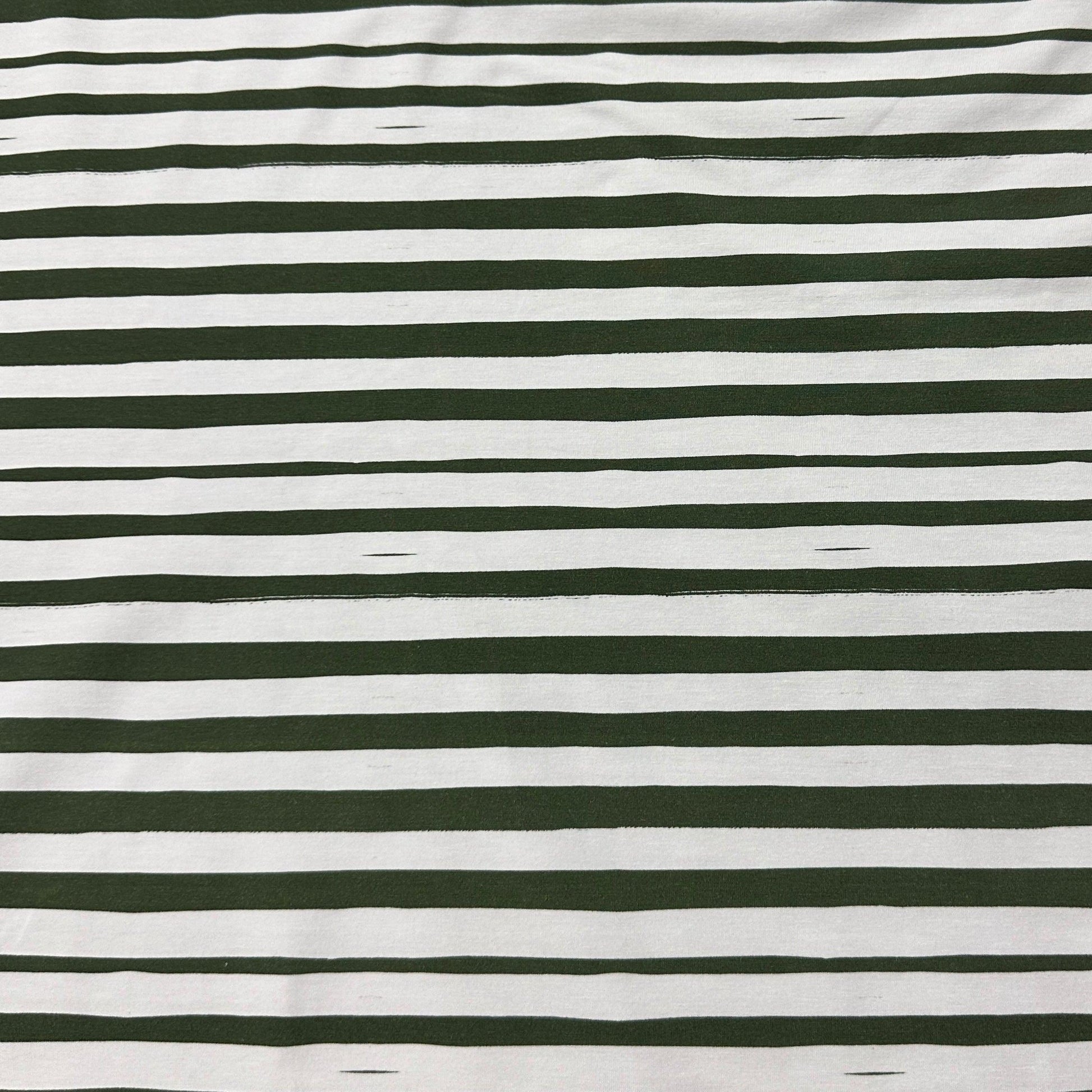 Green and White Stripes on Bamboo/Spandex Jersey Fabric - Nature's Fabrics