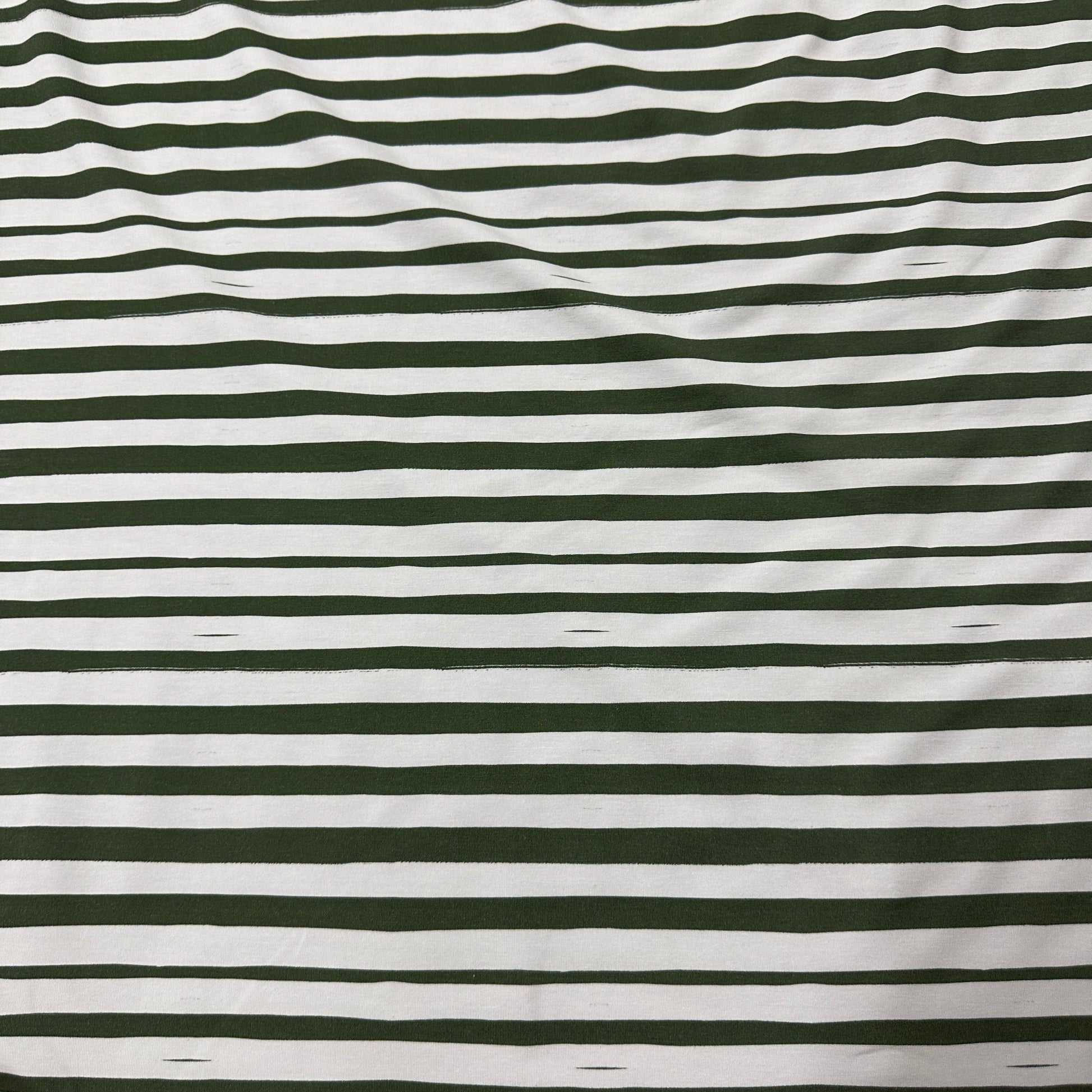 Green and White Stripes on Bamboo/Spandex Jersey Fabric - Nature's Fabrics