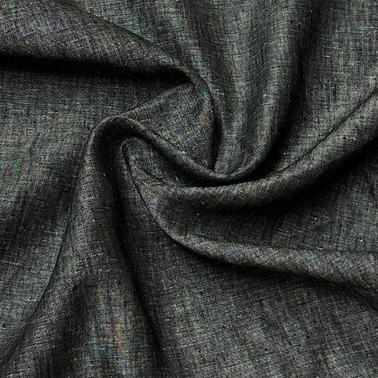 Heather Charcoal Linen Woven Fabric - 140 GSM - Nature's Fabrics