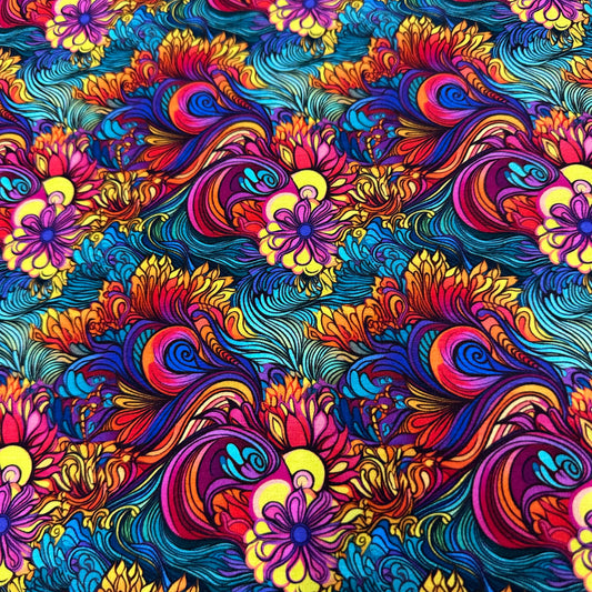 Hippie Swirls on Bamboo/Spandex Jersey Fabric - Nature's Fabrics