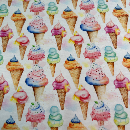 Ice Cream Cones on Bamboo/Spandex Jersey Fabric - Nature's Fabrics