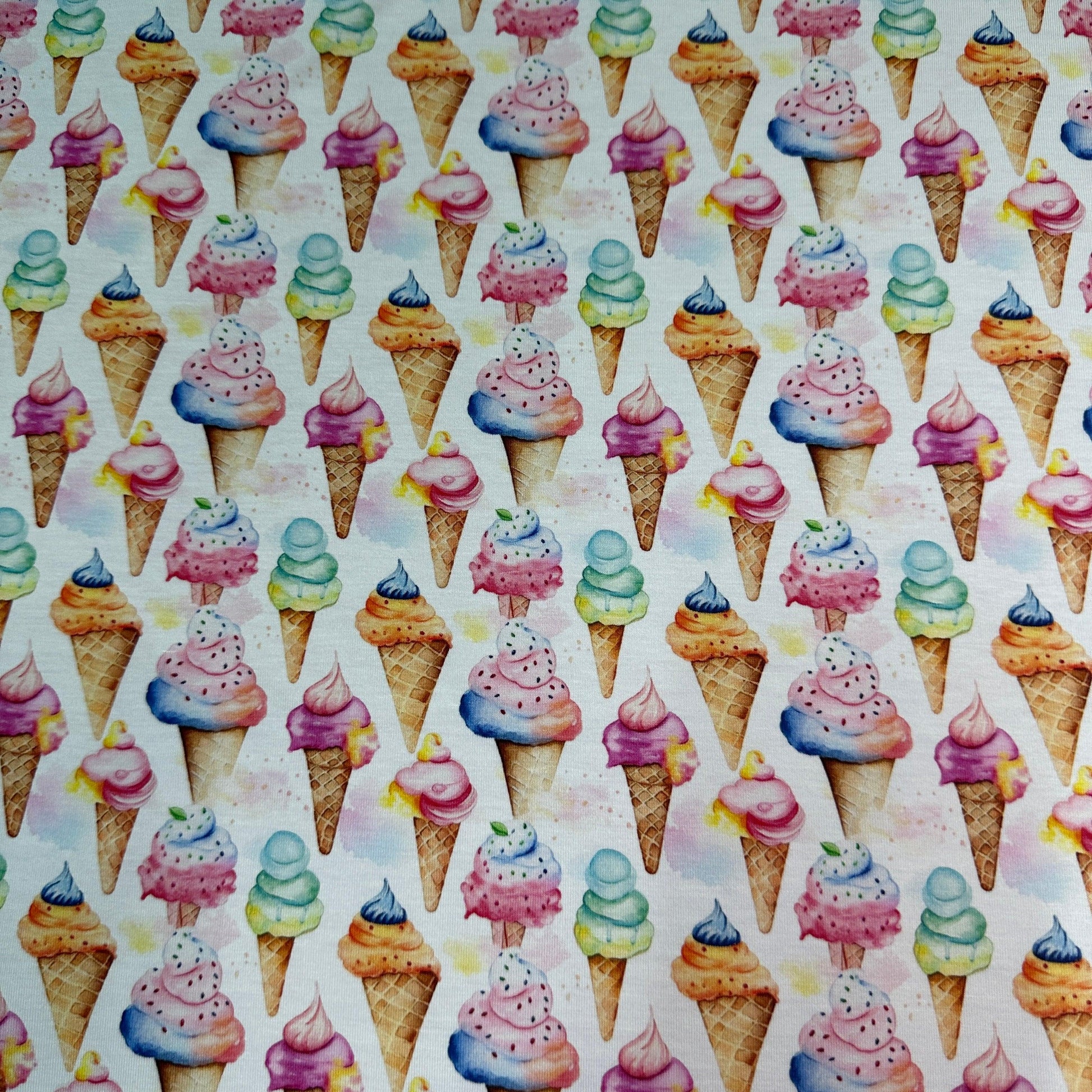 Ice Cream Cones on Bamboo/Spandex Jersey Fabric - Nature's Fabrics