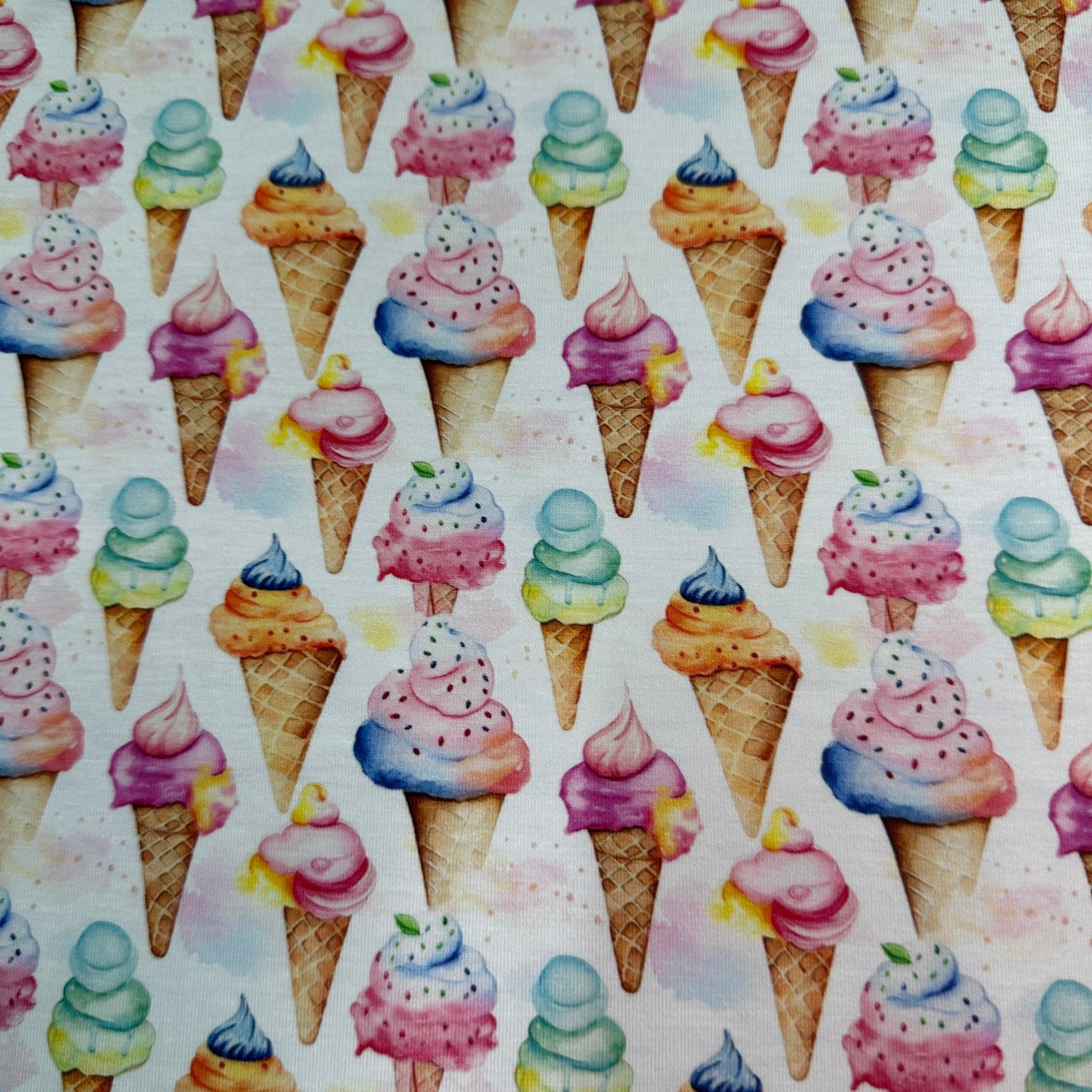 Ice Cream Cones on Bamboo/Spandex Jersey Fabric - Nature's Fabrics